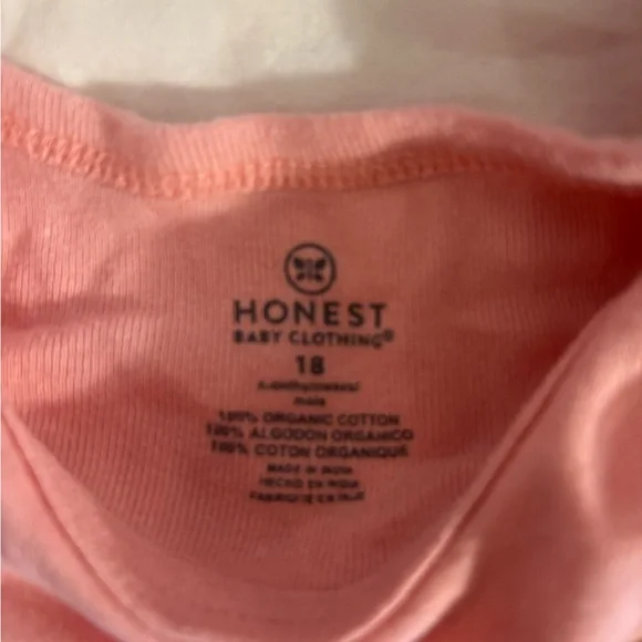 Bundle The Honest Company White, Cream, Pink, Light Green Baby Bodysuit Set - Picture 3 of 3
